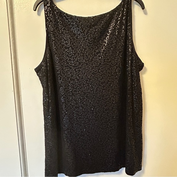 Talbots Black Sequin Tank Top Sleeveless Sparkly Party Cocktail Plus Size 2X P - Picture 9 of 15
